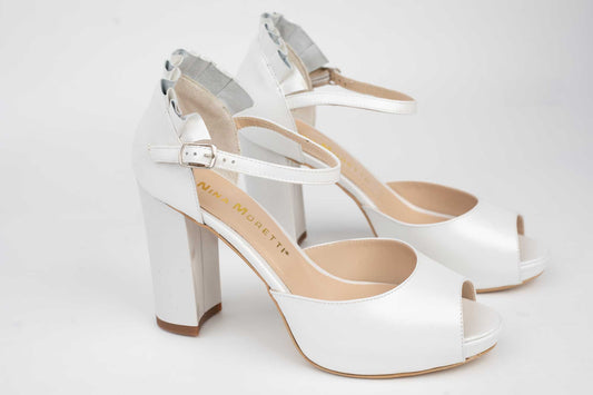 NINA OCCHINI 305-1 Natural leather bridal sandals Boxy white