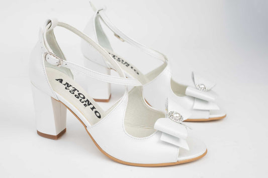 ANTONIO 14282 White genuine leather bridal sandals accessory