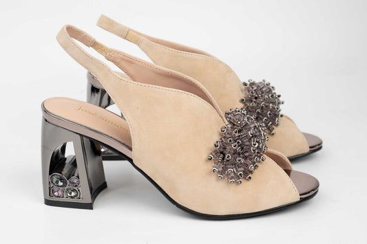 Women's sandals made of genuine leather JOSE SIMON 815 Beige velour