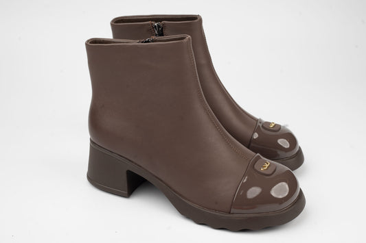 Women's genuine leather boots BETINA 53218 Khaki