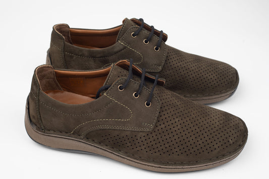 Pantofi bărbați piele naturală GORETTI 217 Khaki Nubuk