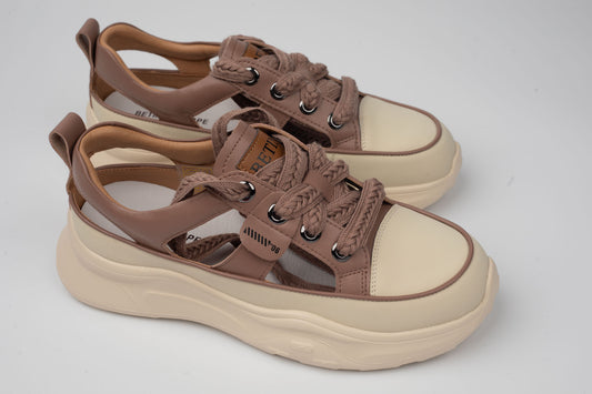 Pantofi damă sport piele naturală BETINA 67330 Pudră