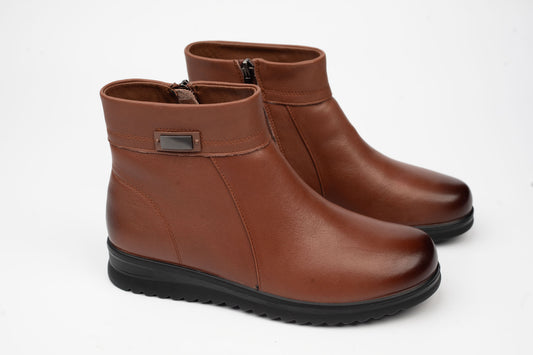 Women's genuine leather boots BETINA 07558 Brown