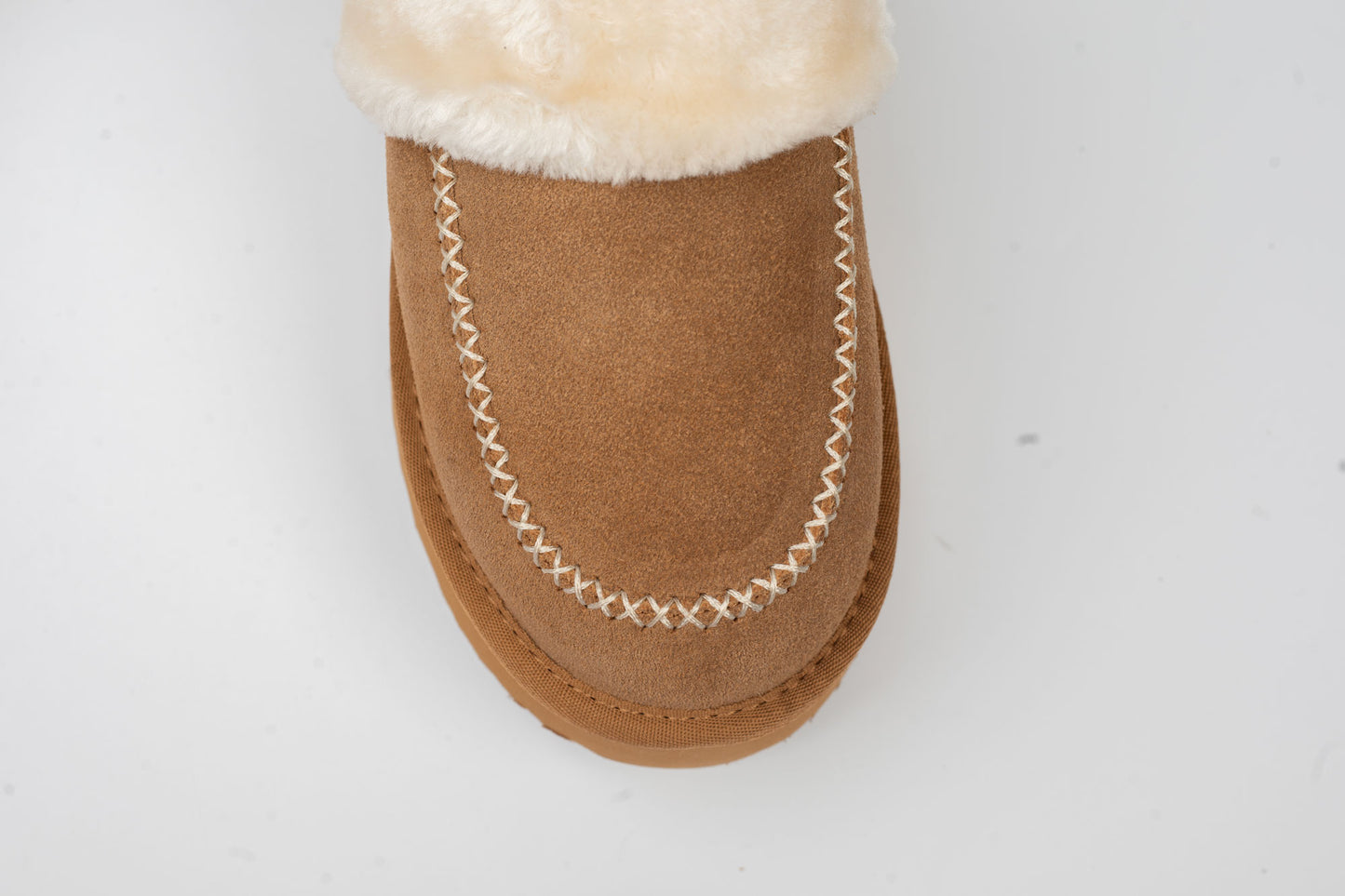 Women's clogs made of genuine suede leather ANNA VIOTI 113-1 Camel vel