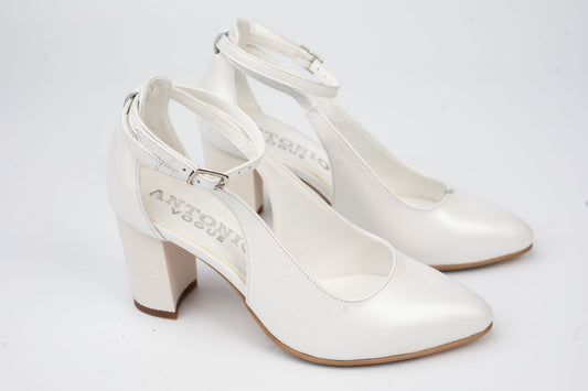Women's cut-out shoes made of genuine leather ANTONIO 31216 White