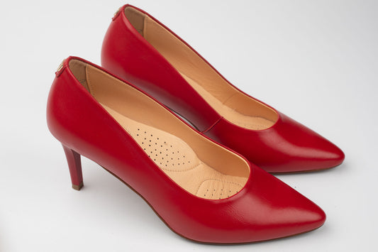 Pantofi din piele naturală PULSO 1574 ROSU