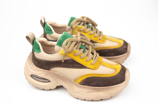 Adidași damă piele naturală FRANCO GERERDO 2158 Galben verde