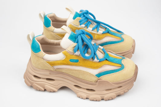 Adidași damă piele naturală FRANCO GERERDO 2959 Galben blue