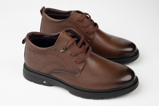 Men's boots genuine leather MELS 91879 BROWN