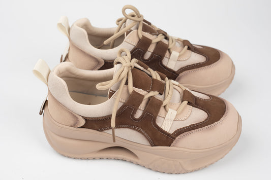 Adidași damă piele naturală FRANCO GERERDO 2577 Crem coffe