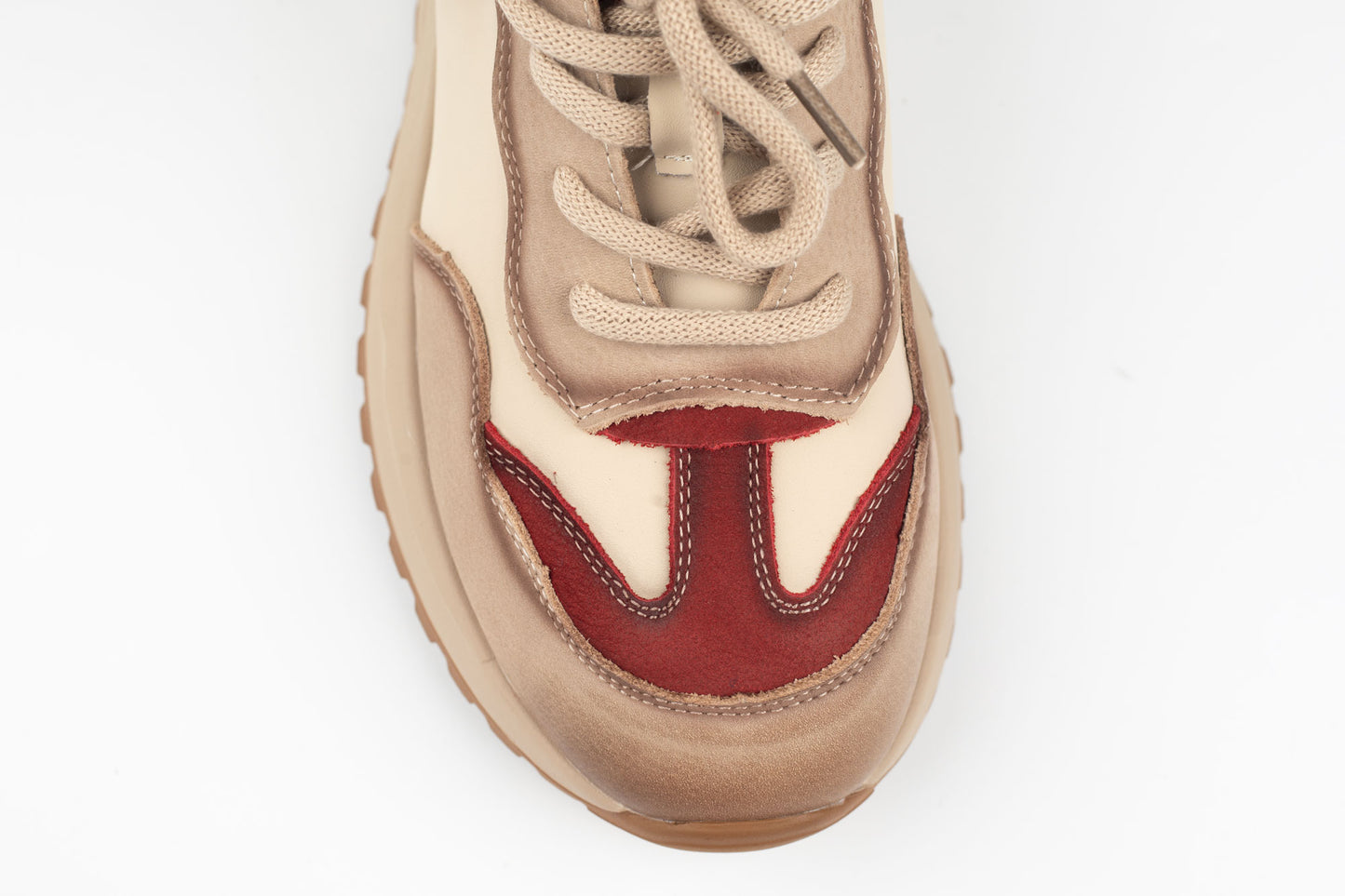Adidași damă piele naturală FRANCO GERERDO 572305 Crem Roșu