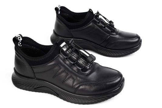 Women's sports shoes, natural leather, FORMAZIONE 1133, black