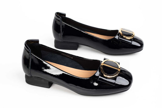 Women's casual shoes, natural leather, FORMAZIONE 377, black patent leather