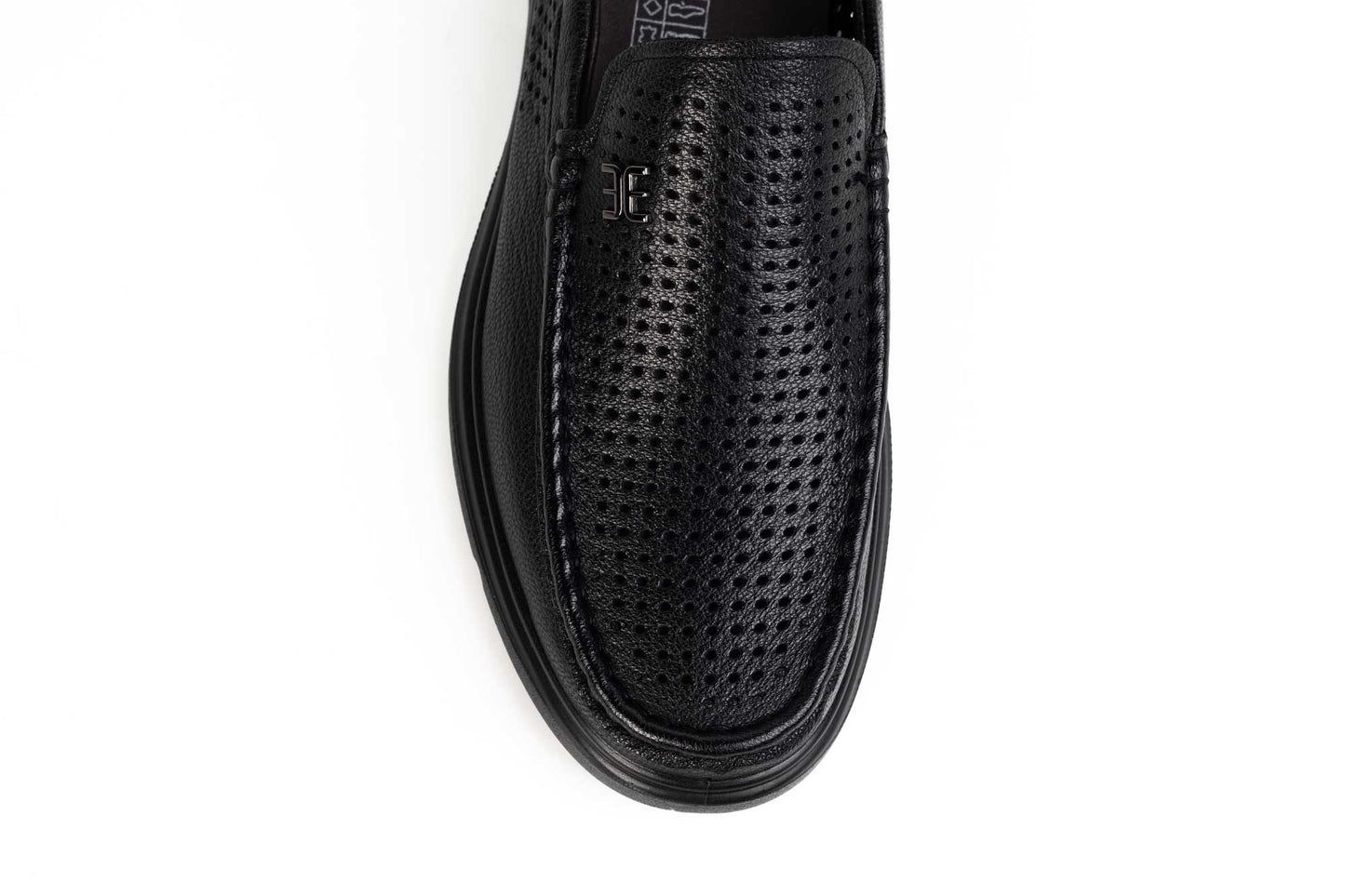 Men's genuine leather shoes MELS 93701 Black perforated
