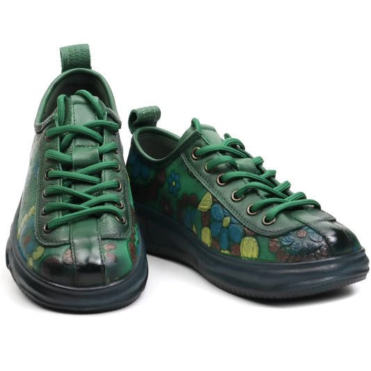 Women's casual shoes made of genuine leather FORMAZIONE 7866 Green