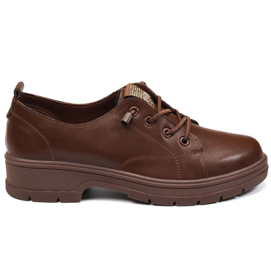 Women's casual shoes made of genuine leather FORMAZIONE 23726 Brown