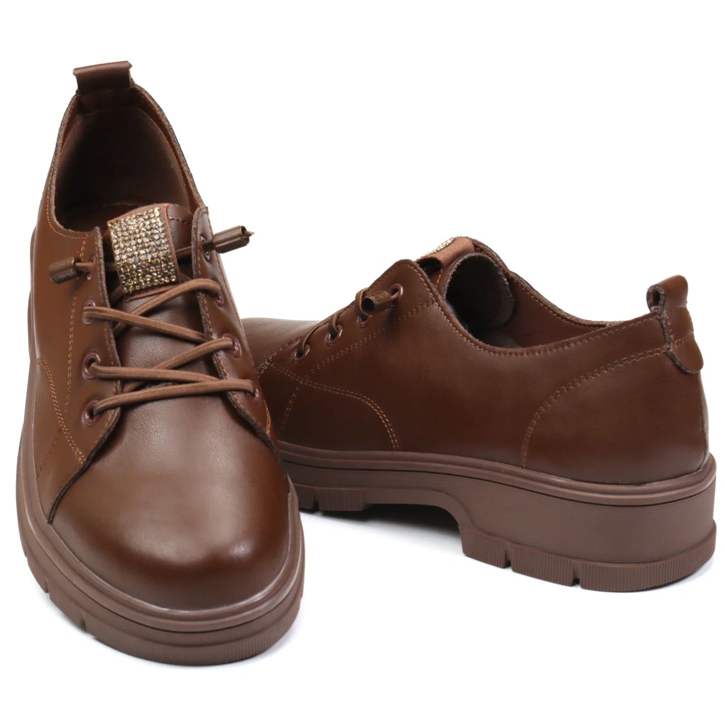 Women's casual shoes made of genuine leather FORMAZIONE 23726 Brown