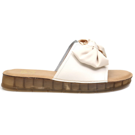 Women's genuine leather flip-flops FORMAZIONE 761 Cream