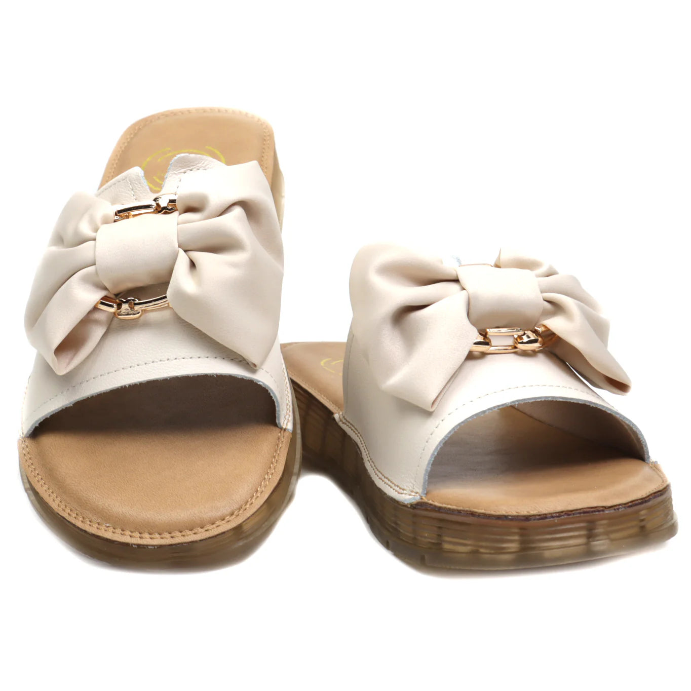 Women's genuine leather flip-flops FORMAZIONE 761 Cream
