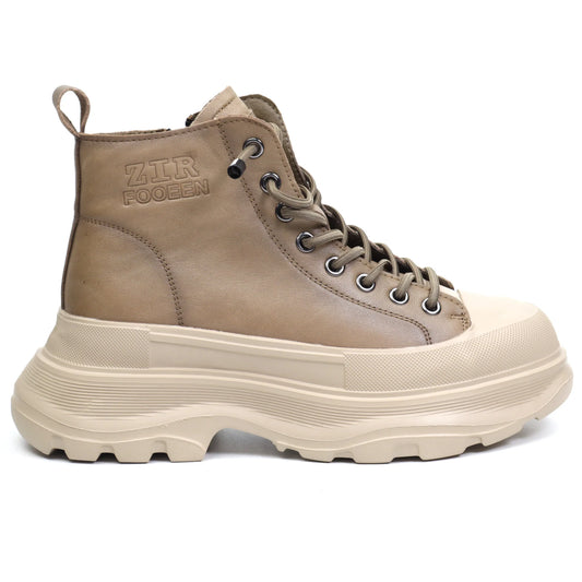 Women's casual boots made of natural leather FRANCO GERARDO 66081 Khaki