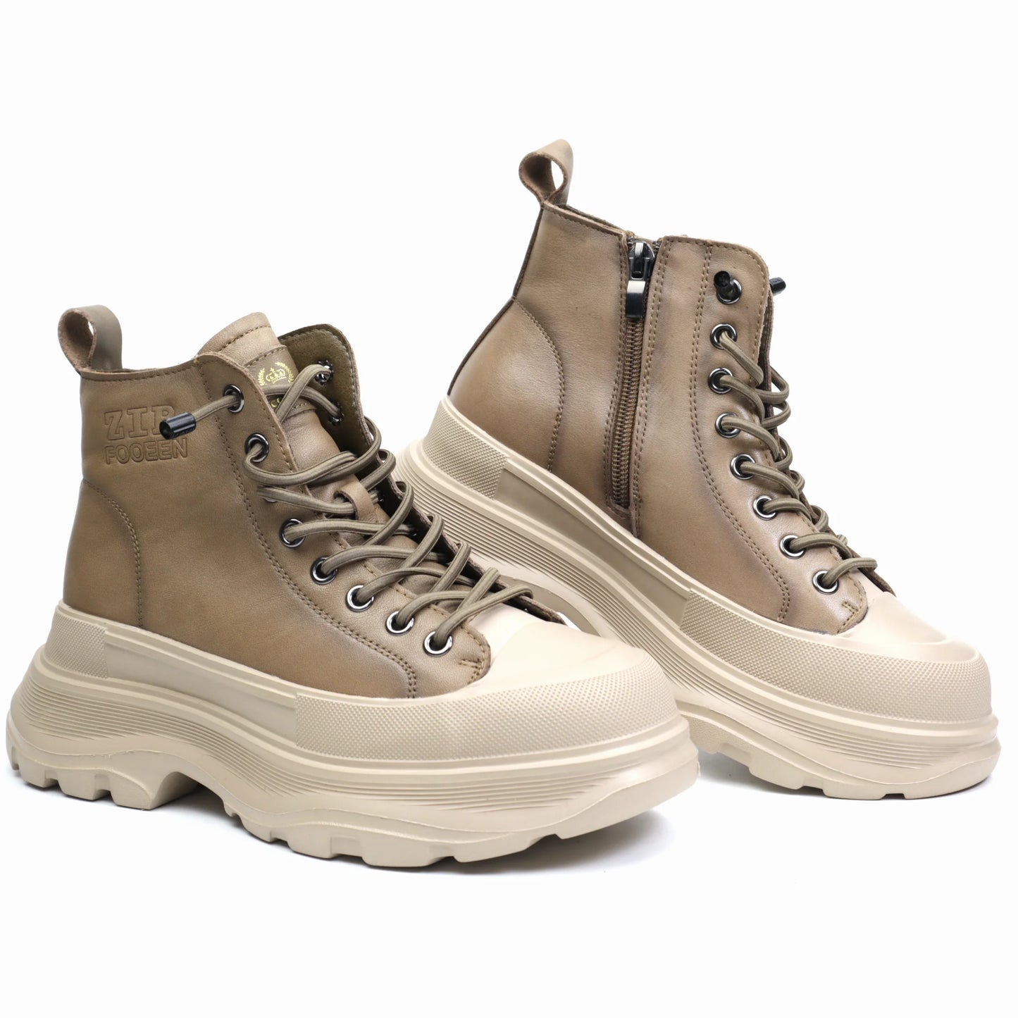 Women's casual boots made of natural leather FRANCO GERARDO 66081 Khaki