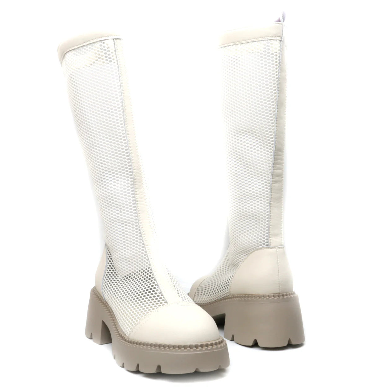 Women's casual boots, genuine leather, FORMAZIONE 101, mesh, Cream