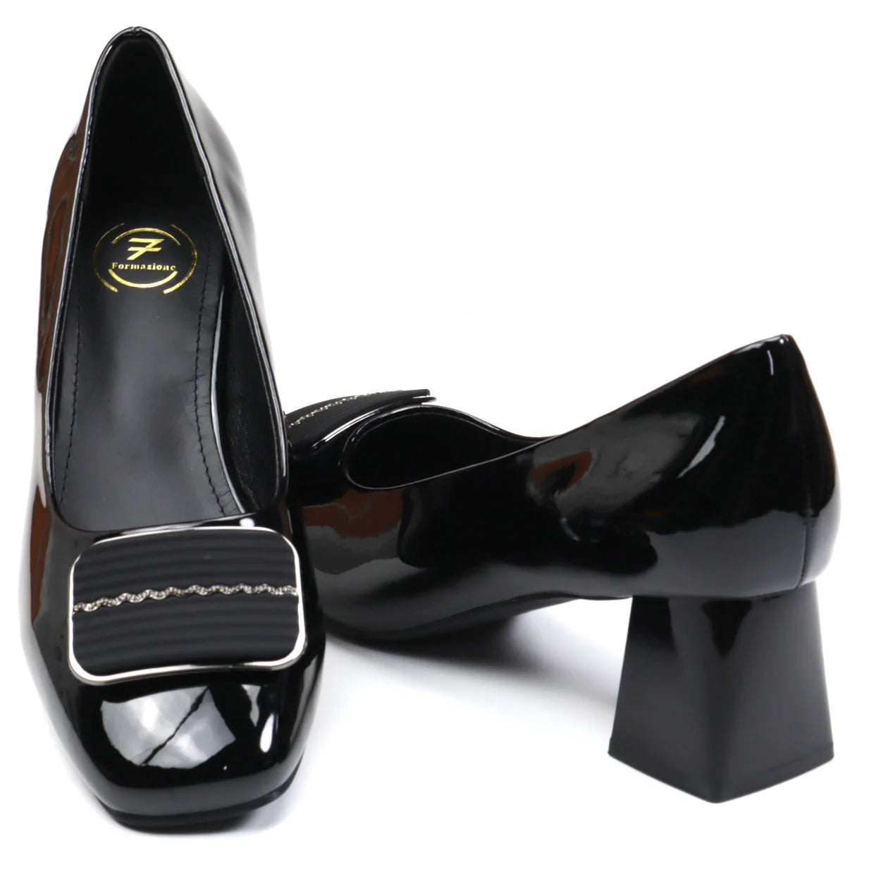 Elegant women's shoes, natural leather, FORMAZIONE 2377-6 N, lacquer