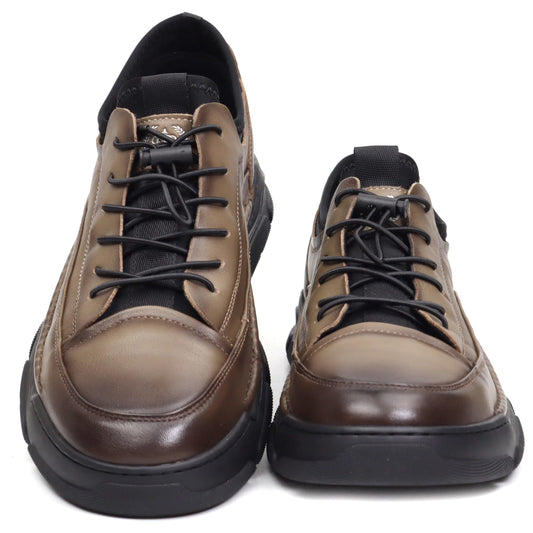 Men's sports sneakers genuine leather FRANCO GERARDO 901 khaki