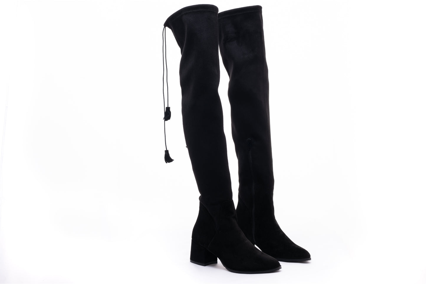 Cizme dama elegante piele naturala FASCINO 1828 negru velur