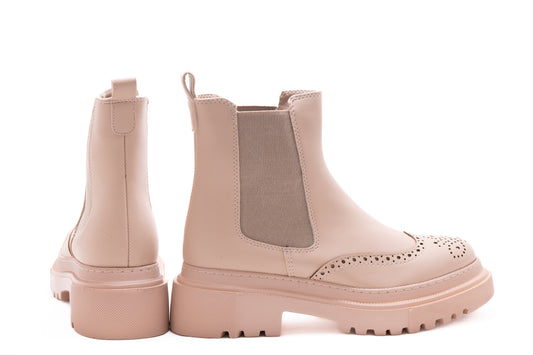 Women's casual boots made of eco-leather LONDON 2129-19 beige