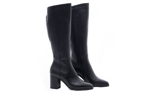 Elegant women's boots, natural leather, SALA 9366, black box