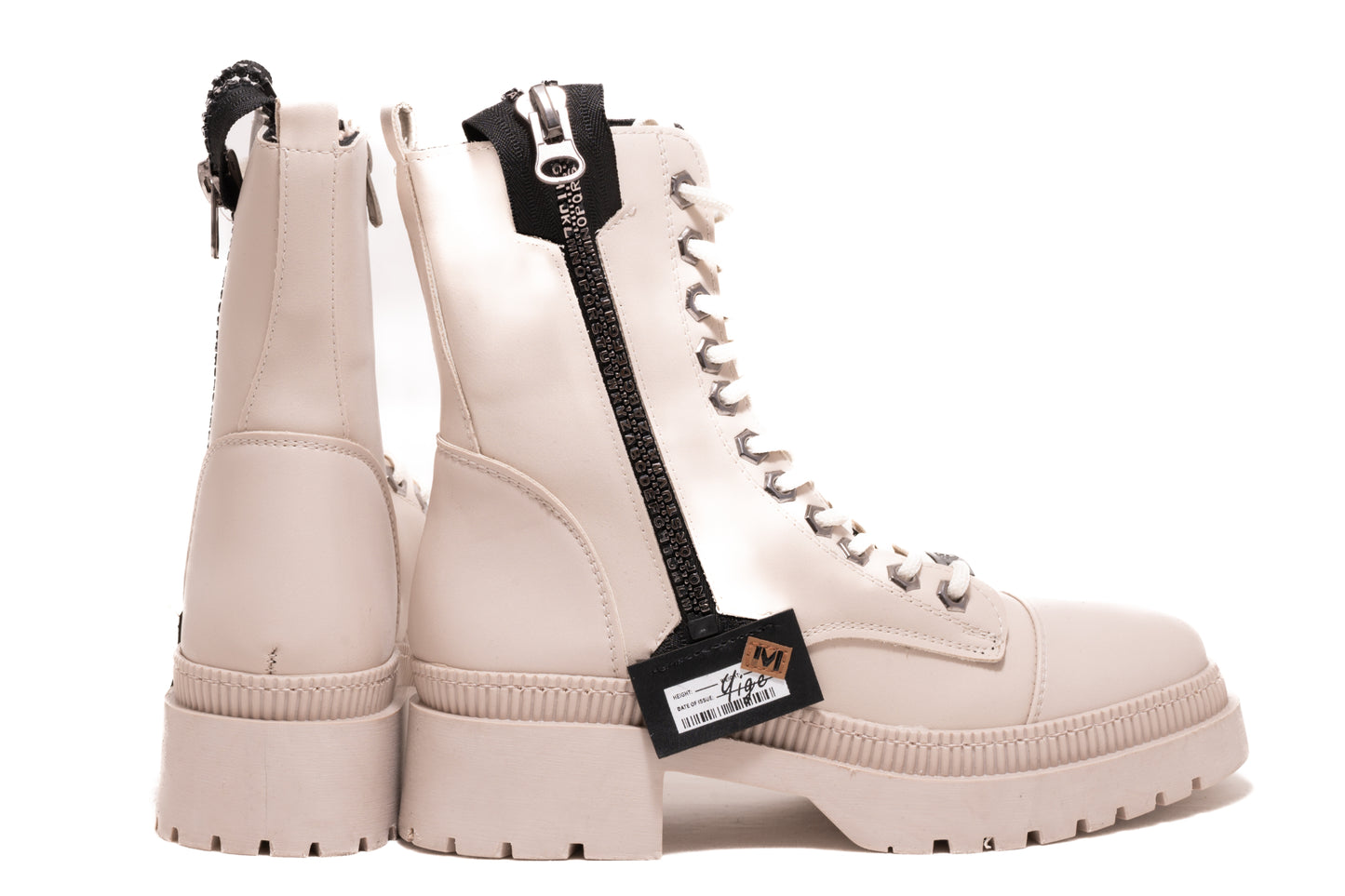 Women's casual boots made of eco-leather LONDON 9040-19 beige