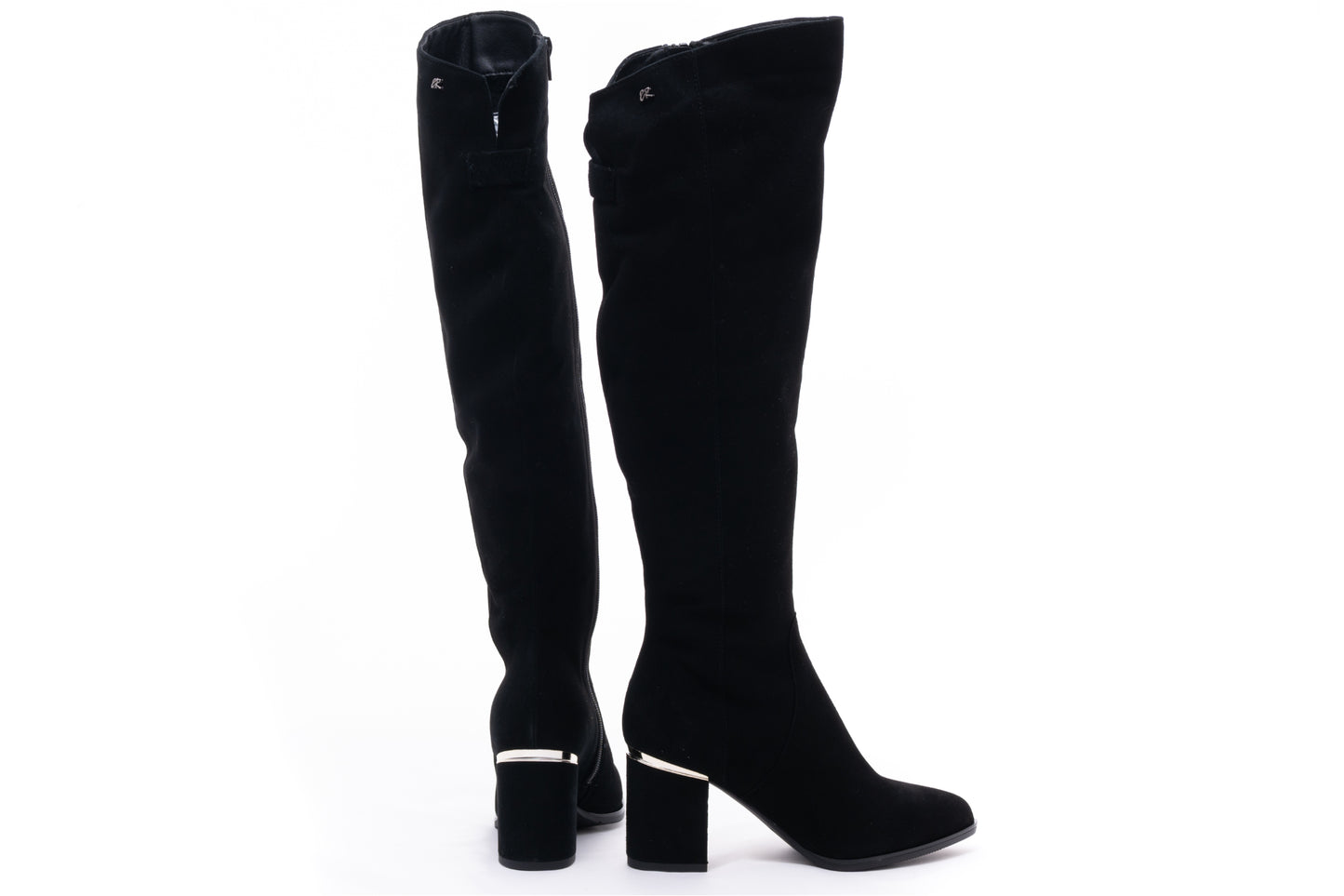 Elegant women's boots made of genuine leather SALA 9876 black velour