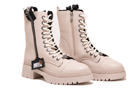 Women's casual boots made of eco-leather LONDON 9040-19 beige