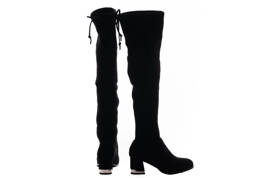 Elegant women's boots made of genuine leather FORMAZIONE 536 black velour