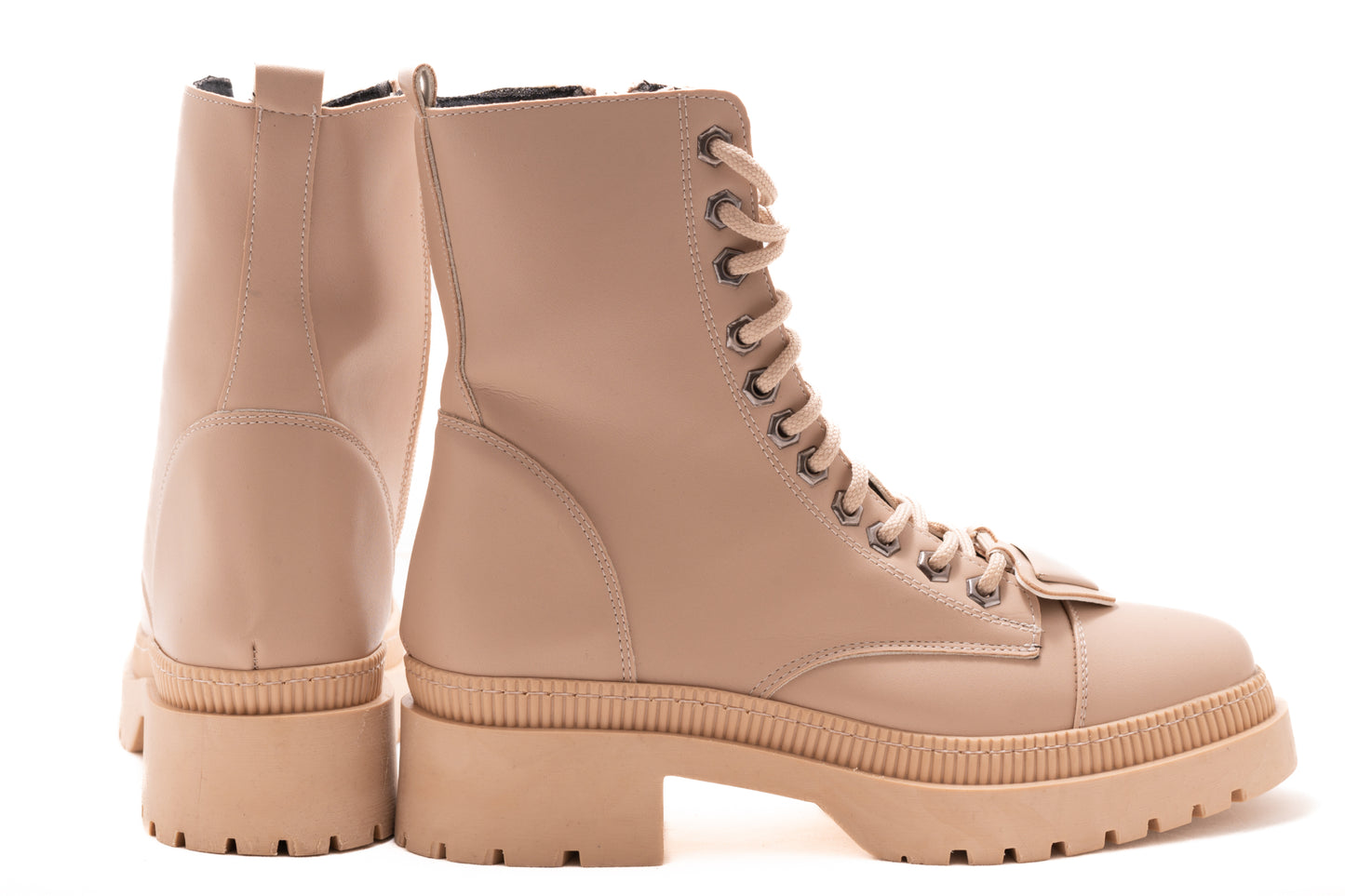 Women's casual boots made of eco-leather LONDON 9088-19 beige