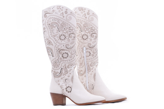 Women's casual boots, natural leather PERLA 1691, beige