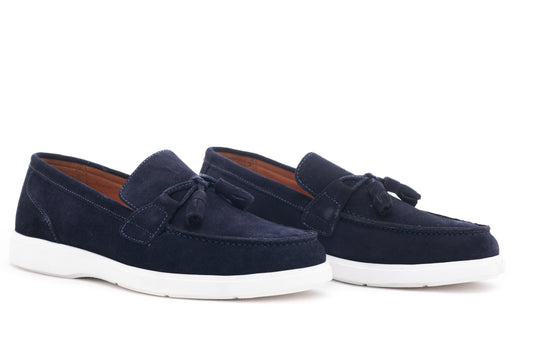 Men's casual genuine leather loafers DOGATI 465 blue velour