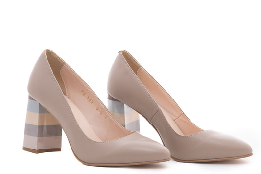 Elegant women's shoes made of genuine leather PERLA 583 beige box