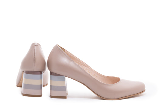 Elegant women's shoes made of genuine leather PERLA 582 beige box