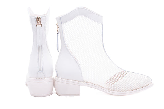 Women's casual boots, natural leather FORMAZIONE 037 white