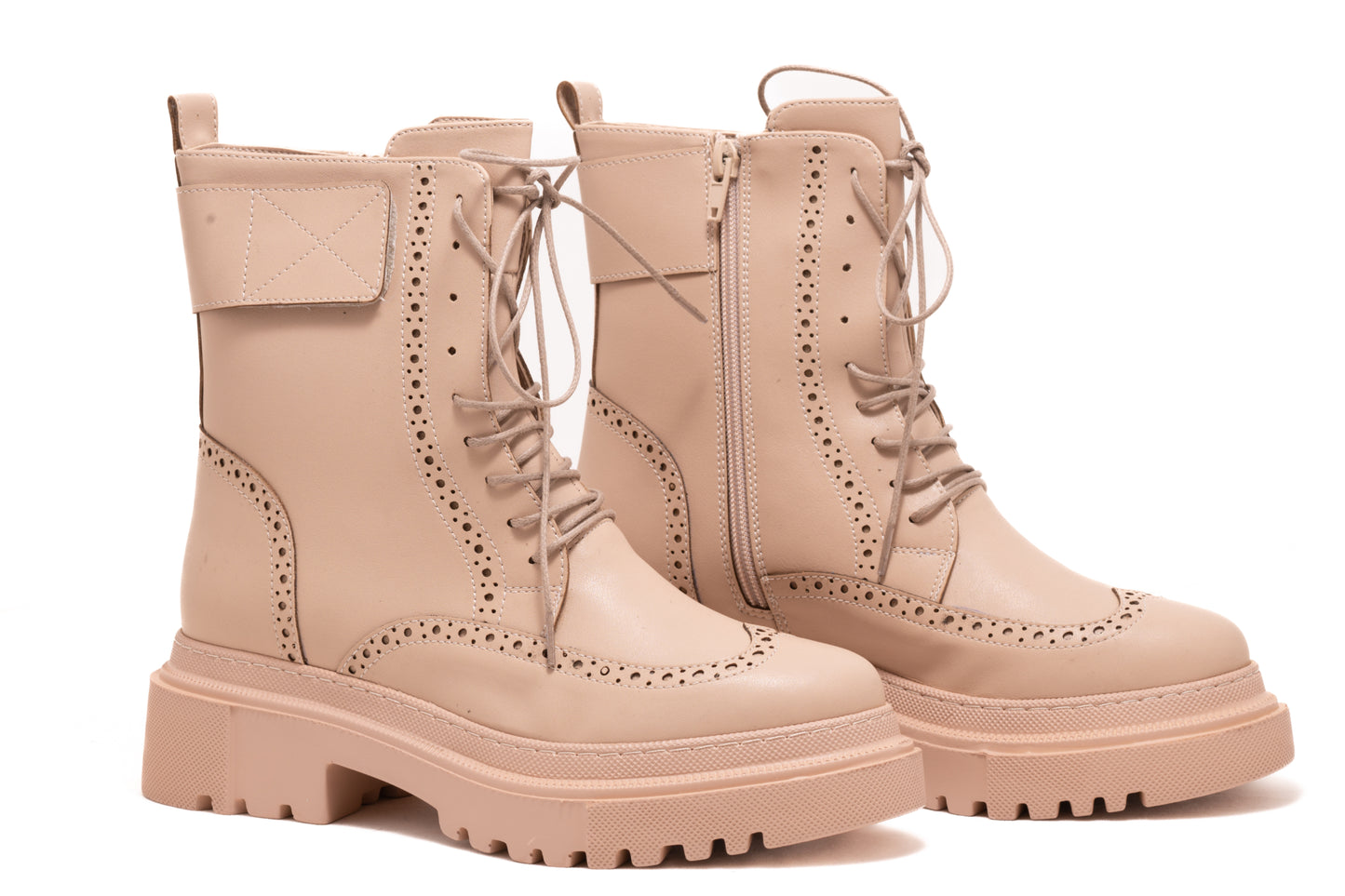 Women's casual boots made of eco-leather LONDON 2130-20 beige