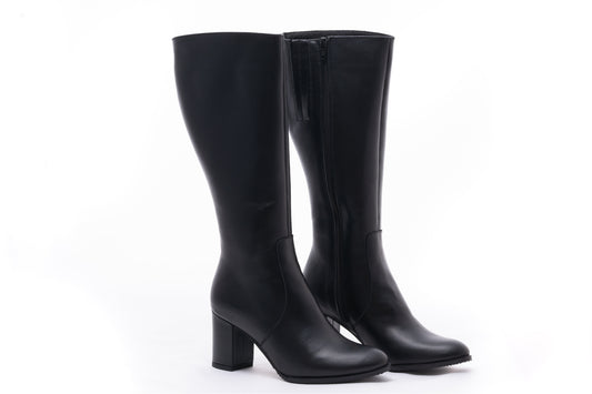 Elegant women's boots, natural leather 1834, black box