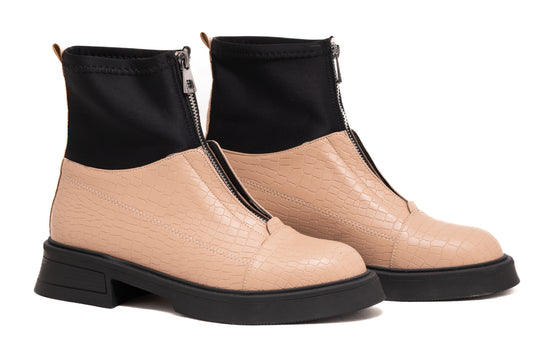 Women's casual boots made of eco-leather LONDON 602-23 beige