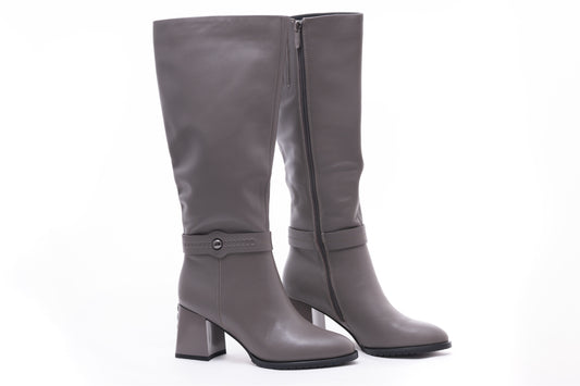 Elegant women's boots made of genuine leather FEELING 0014 gray