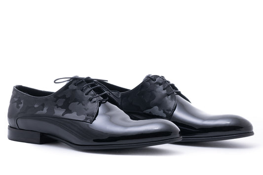 Elegant men's shoes, genuine leather, 8368, black patent leather