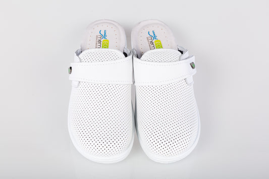 Women's eco-friendly natural leather clogs DACO 6 white