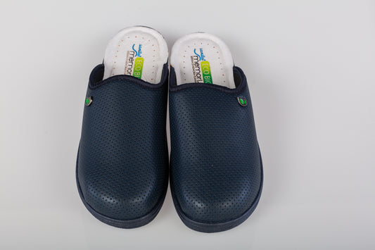 Women's eco-friendly natural leather clogs DACO 161 blue