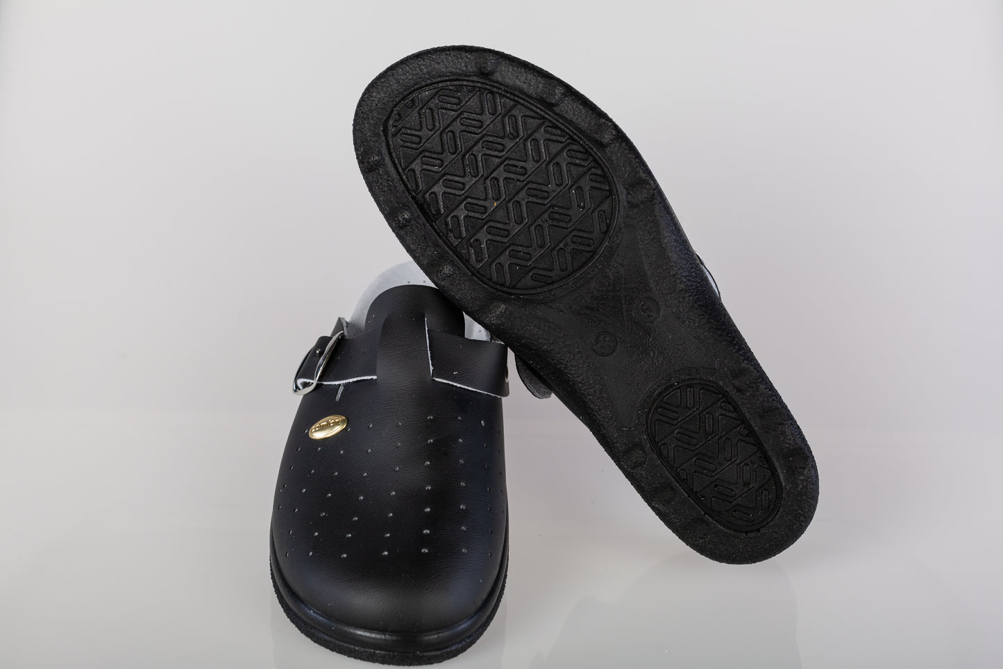 Women's clogs, genuine leather, 19, black