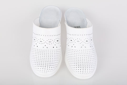 Women's genuine leather clogs DACO 598 white